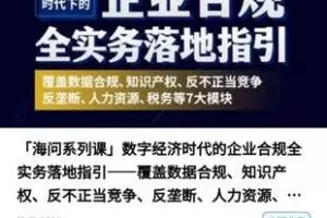 数字经济时代的企业合规全实务落地指引