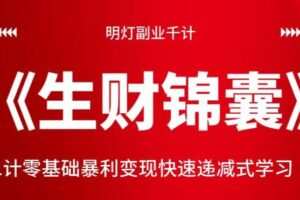 明灯副业千计—《生财锦囊》第二计零基础暴利变现快速递减式学习（下）