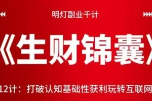 明灯副业千计—《生财锦囊》第12计：打破认知基础性获利玩转互联网！【视频课程】