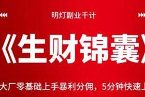明灯副业千计—《生财锦囊》第14计：大厂零基础上手暴利分佣，5分钟快速上手获利【视频课程】