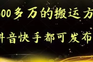 抖音快手都可发布的，实测跑600多万的搬运方法