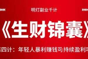 明灯副业千计—《生财锦囊》第四计：年轻人暴利赚钱可持续盈利项目