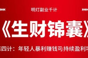 明灯副业千计—《生财锦囊》第四计：年轻人暴利赚钱可持续盈利项目