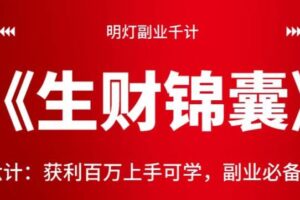 明灯副业千计—《生财锦囊》第六计：获利百万上手可学，副业必备技能【视频课程】