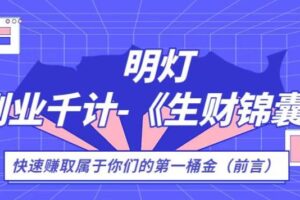 生财锦囊，副业千计前言（你们的第一桶金）