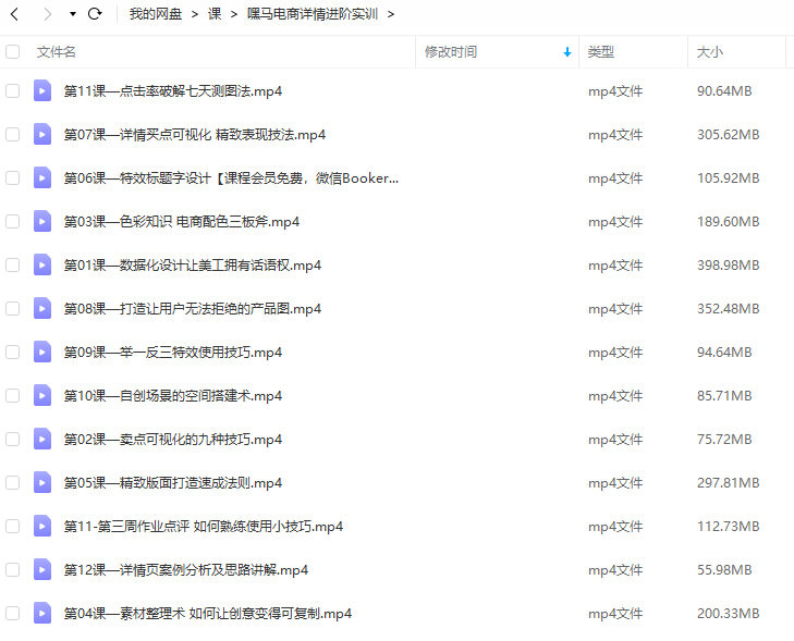 嘿马电商详情进阶实训【画质高清只有视频】