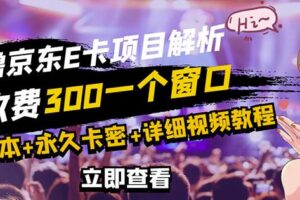 京东无限E卡全自动挂机项目，号称日入500–1000【永久版脚本+详细操作教程】