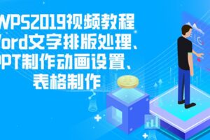 WPS2019视频教程 Word文字排版处理、PPT制作动画设置、表格制作