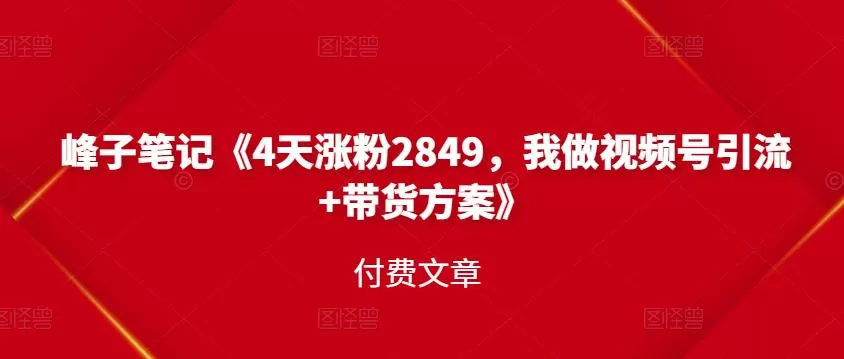 1657063154 峰子笔记《4天涨粉2849，我做视频号引流带货方案》付费文章