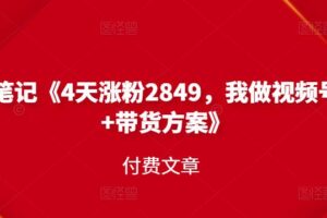 峰子笔记《4天涨粉2849，我做视频号引流+带货方案》付费文章