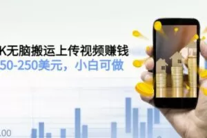 TIKTOK无脑搬运上传视频赚钱，日入150-250美元，小白可做（2节视频课）