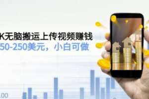 TIKTOK无脑搬运上传视频赚钱，日入150-250美元，小白可做（2节视频课）