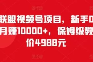 猎人联盟视频号项目，新手0基础轻松月赚10000+，保姆级教程原价4988元