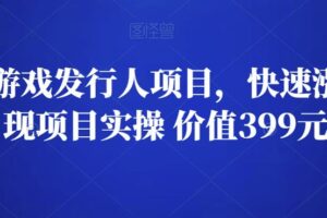 彬哥游戏发行人项目，快速涨粉与变现项目实操 价值399元