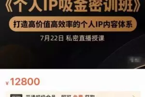 桔子会个人IP吸金密训班，打造高价值高效率的个人IP内容体系（价值12800元）