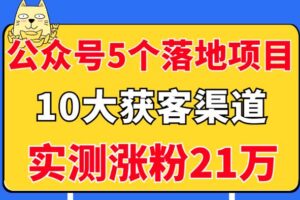 公众号5个月入过万的落地项目，10大获客渠道，实测涨粉21万！