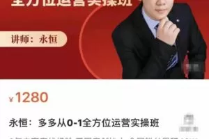 拼多多从0-1全方位运营实操班：爆款玩法+成交高峰黑车玩法