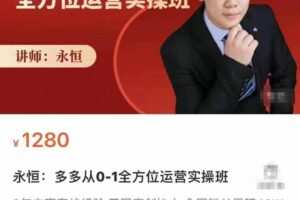 拼多多从0-1全方位运营实操班：爆款玩法+成交高峰黑车玩法