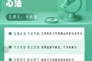 东仔千川优化师，巨量千川投放实操课，学会投放，稳定直播，稳定增产