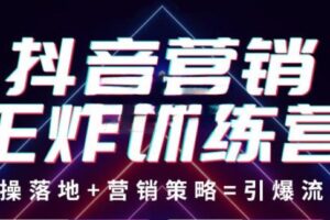 抖音营销王炸训练营，实操落地+营销策略=引爆流量 价值8960元