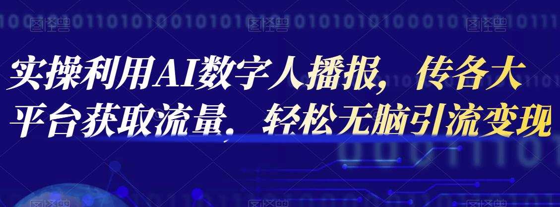 1661310758 实操利用AI数字人播报，传各大平台获取流量，轻松无脑引流变现【视频课程】