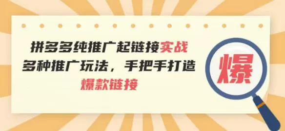 拼多多纯推广起链接实战:多种推广玩法,手把手打造爆款链接 1 1661980612 拼多多纯推广起链接实战:多种推广玩法,手把手打造爆款链接