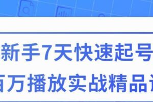 7天快速起号百万播放实战精品课