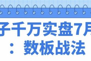 柚子千万实盘7月课：数板战法