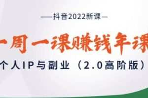 抖音2022新课:一周一课赚钱年课:个人IP与副业(2.0高阶版)