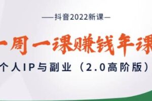 抖音2022新课：一周一课赚钱年课：个人IP与副业（2.0高阶版）