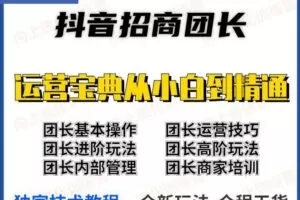 抖音招商团长实操课程团长基础操作运营技巧团长进阶玩法（保姆级教材）