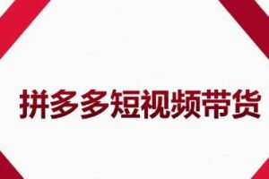 2022风口红利期-拼多多短视频带货，适合新手小白的入门短视频教程