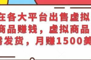 在各大平台出售虚拟类商品赚钱，虚拟商品无需发货，月赚1500美元