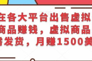 在各大平台出售虚拟类商品赚钱，虚拟商品无需发货，月赚1500美元