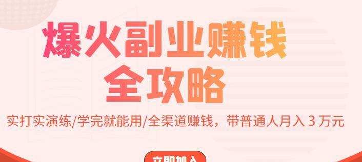 爆火副业赚钱全攻略:实打实演练/学完就能用/全渠道赚钱,带普通人月入3万元! 1 爆火副业赚钱全攻略:实打实演练/学完就能用/全渠道赚钱,带普通人月入3万元!