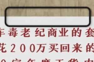 《豪车毒老纪商业的套路》花200万买回来的，3000字年度干货内容
