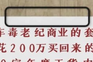 《豪车毒老纪商业的套路》花200万买回来的，3000字年度干货内容