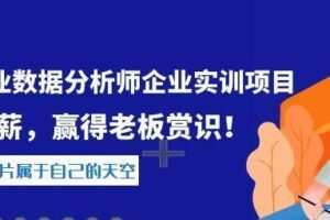 阿里商业数据分析师企业实训项目,升职加薪,赢得老板赏识