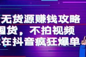 刘Sir.抖音无货源赚钱攻略，不囤货，不拍视频，带你在抖音疯狂爆单