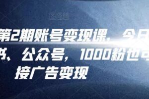 汤小小账号变现课第2期，今日头条、小红书、公众号，1000粉也可以接广告变现