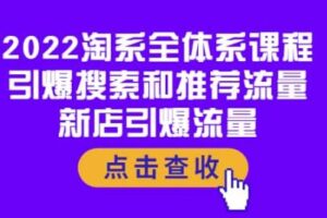 2022淘系全体系课程：引爆搜索和推荐流量，新店引爆流量