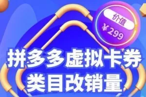 拼多多卡券类目虚拟店改销量教程简单易用提升商品权重，市面价格不低于299元