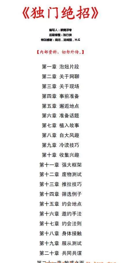 欧阳浮夸《独门绝招》目录