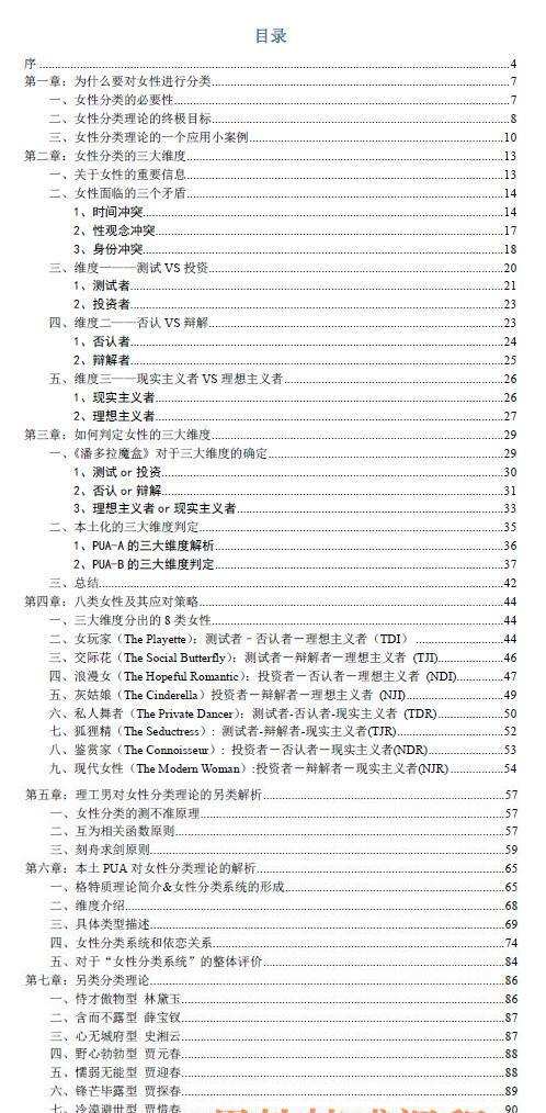泡学网《女性分类学》目录