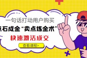 点石成金“卖点炼金术”一句话打动用户购买，快速激活成交！