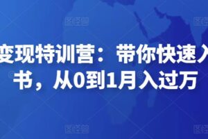 小红书变现特训营：带你快速入局小红书，从0到1月入过万