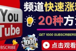 YouTube快速涨粉的20种技巧油管新频道如何优化快速把订阅量提升至1000人