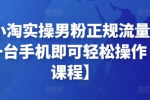 2022小淘实操男粉正规流量变现项目，一台手机即可轻松操作【视频课程】