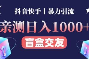 亲测日收益1000+的交友盲盒副业丨有手就行的抖音快手暴力引流