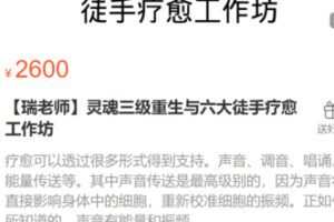 【50[红包]·S0365【瑞老师】灵魂三级重生与六大徒手疗愈工作坊】